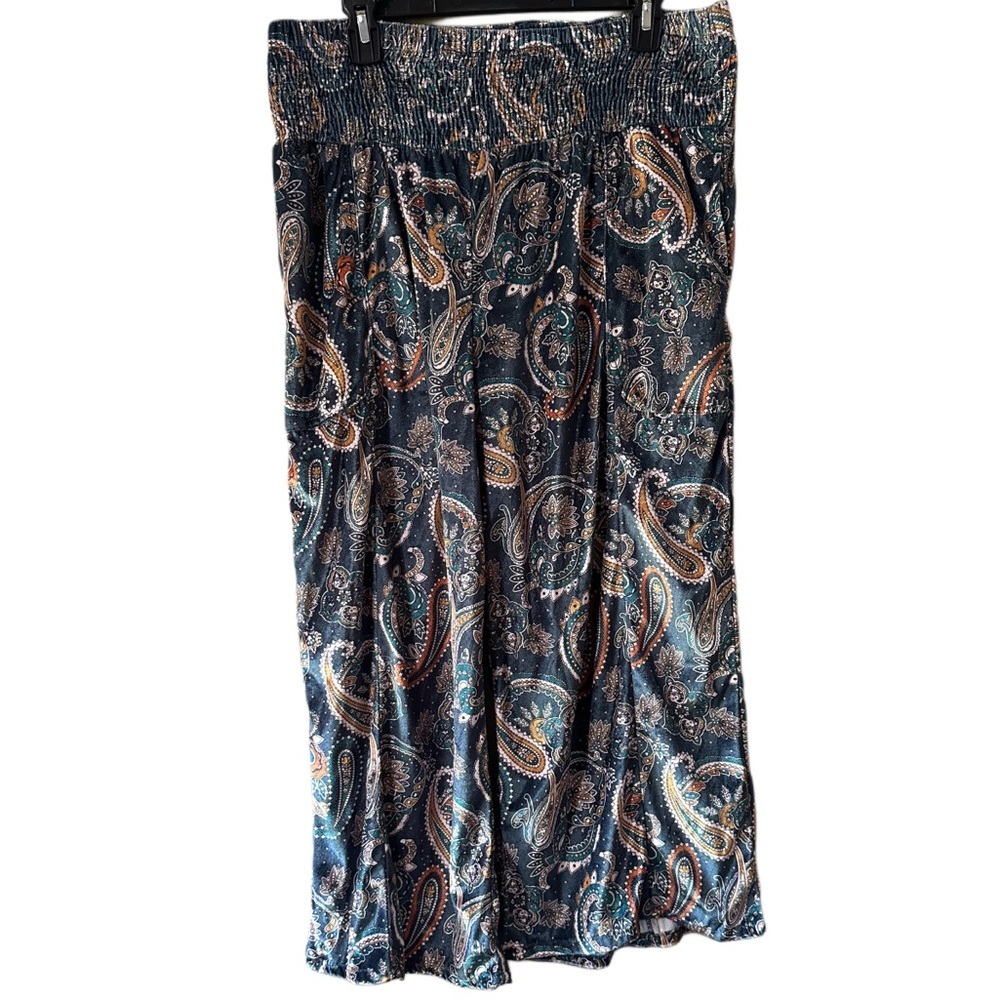 Bohera Paisley Wide Leg Pants in Navy and Orange